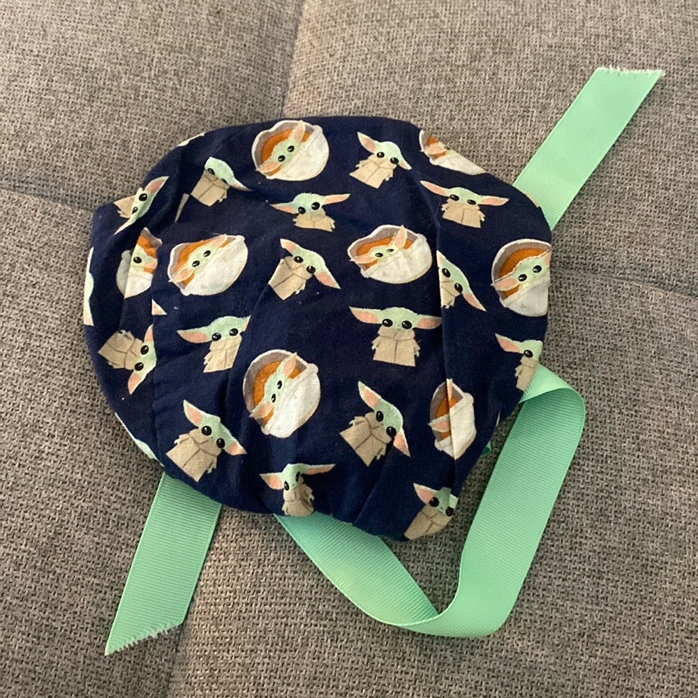 Grogu/baby Yoda/Mandalorian ponytail scrub cap